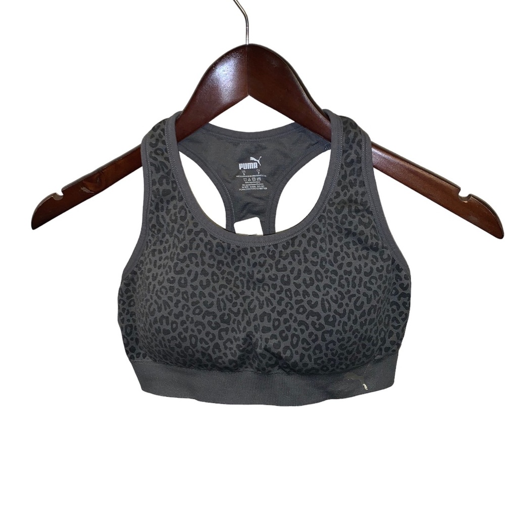 Puma Small/Petite ladies gray cheetah print light support sports bra